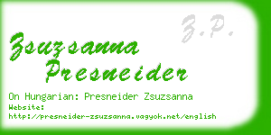 zsuzsanna presneider business card